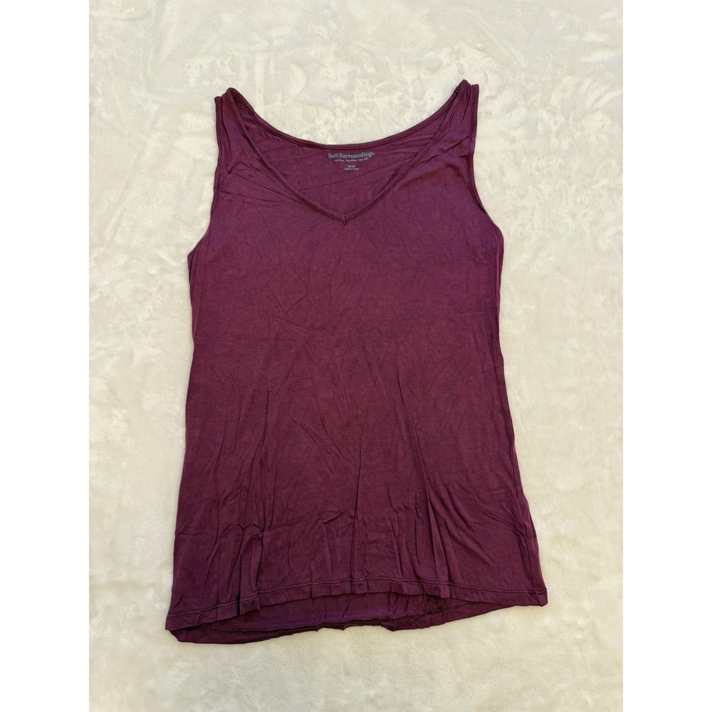 Soft Surroundings Womens Plum Purple V-Neck Viscose Tank Top Size Small 2AZ23